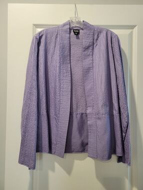 Eileen Fisher Silk Lavender Textured Open-Front Jacket Size L